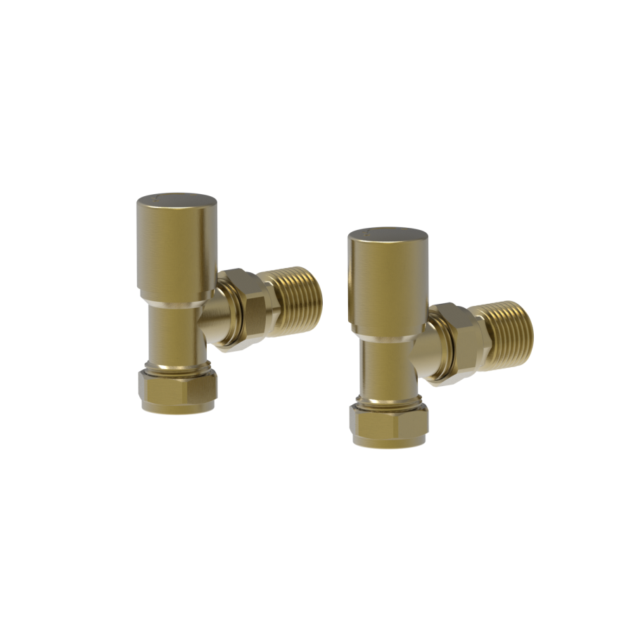 Elego Brushed Brass Modern Manual Angled Radiator Valves (pair)
