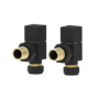 Elego Matte Black Modern Manual Angled Radiator Valves (pair)