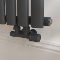 Elego Anthracite Gray Modern Manual H Block Angled Radiator Valves (pair)