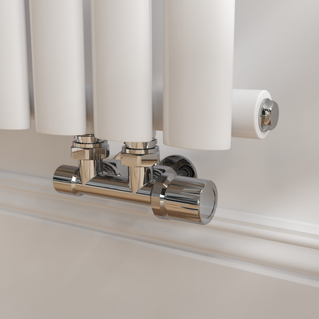 Elego Chrome Modern Manual H Block Angled Radiator Valves With ...