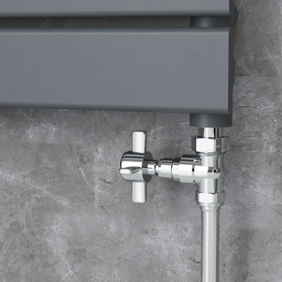 Elego Chrome Modern Manual Straight Radiator Valves (pair)
