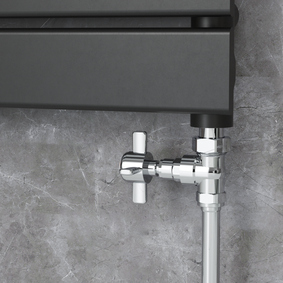 Elego Chrome Modern Manual Straight Radiator Valves (pair)