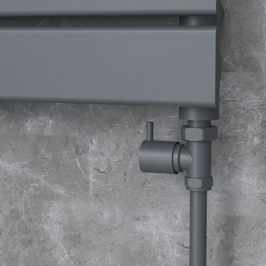 Elego Anthracite Gray Modern Manual Straight Radiator Valves (pair)