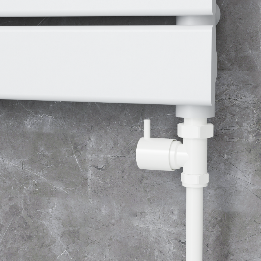 Elego White Modern Manual Straight Radiator Valves (pair)