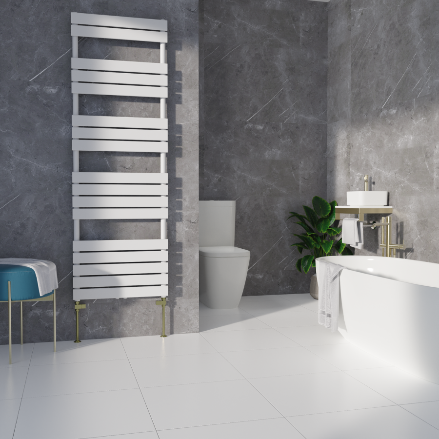 Elego Brushed Brass Modern Manual Straight Radiator Valves (pair)