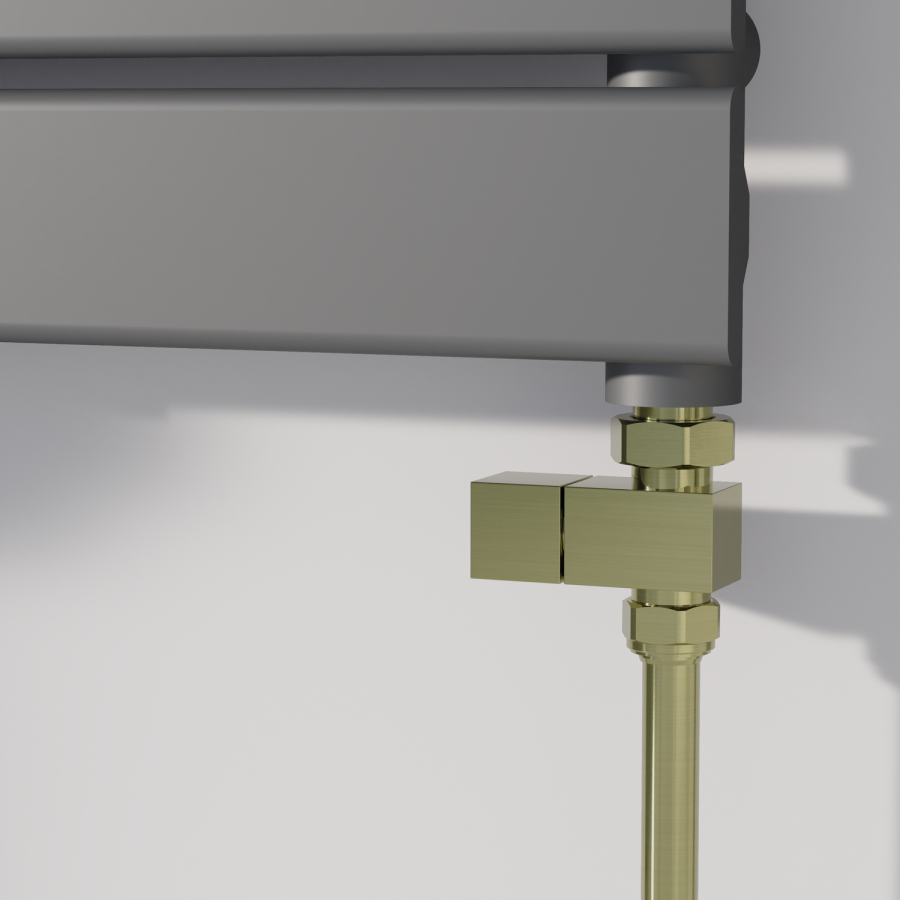 Elego Brushed Brass Modern Manual Straight Radiator Valves (pair)