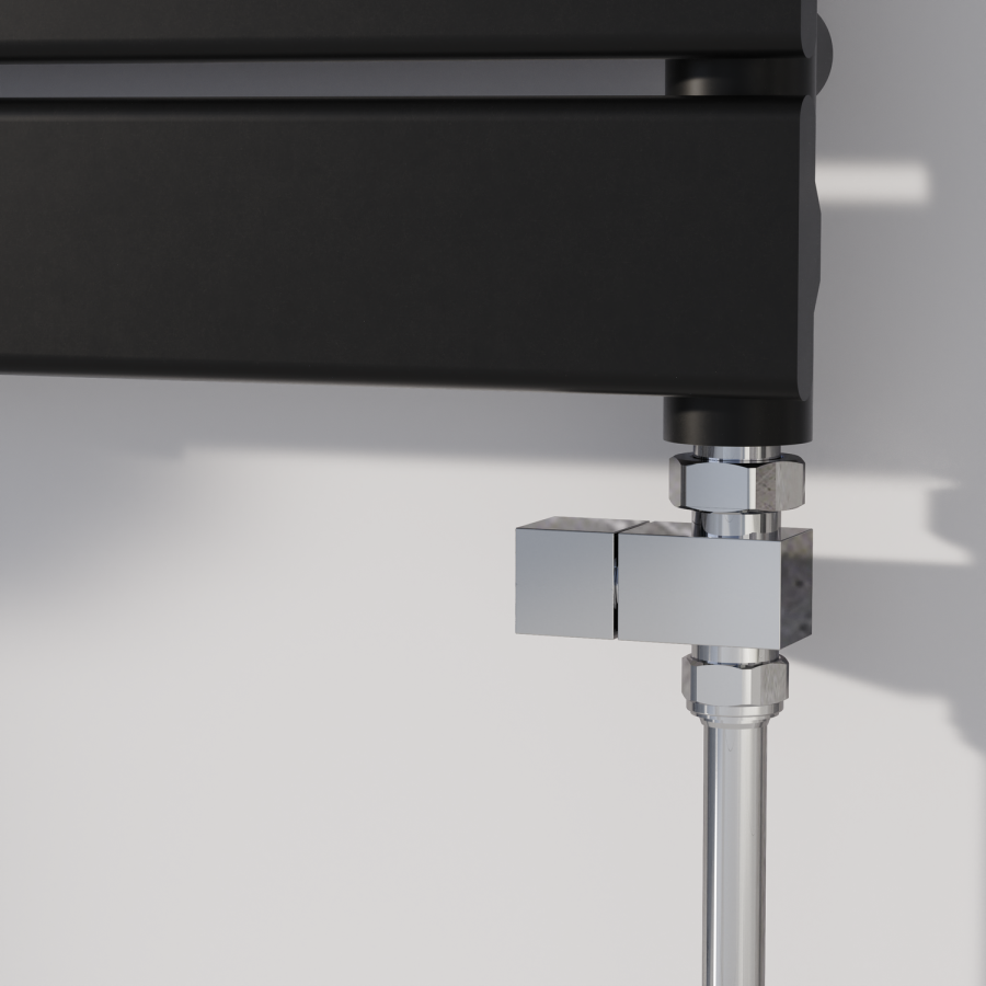 Elego Chrome Modern Manual Straight Radiator Valves (pair)