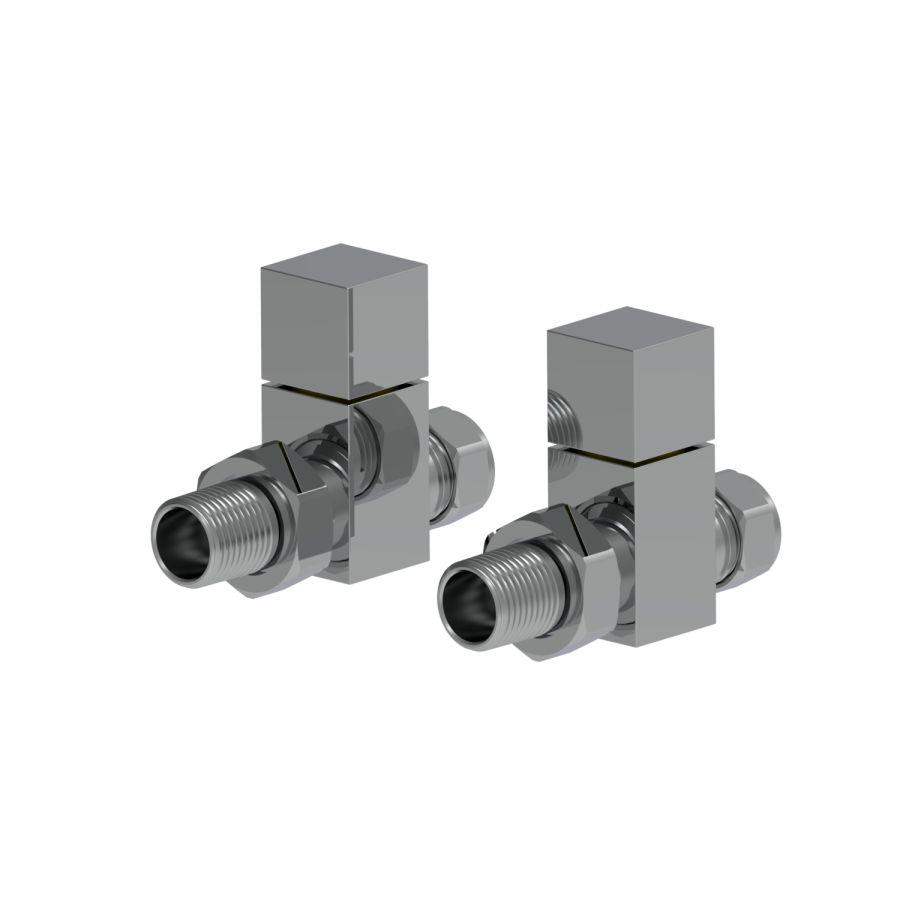 Elego Chrome Modern Manual Straight Radiator Valves (pair)