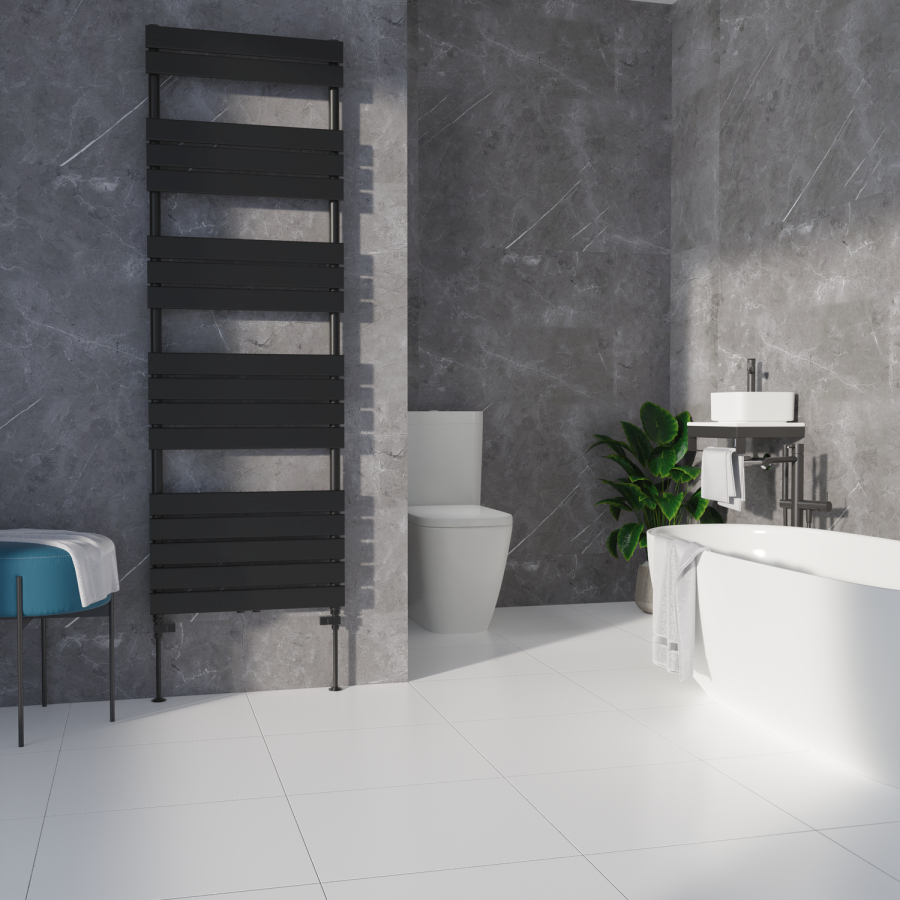 Elego Matte Black Modern Manual Straight Radiator Valves (pair)