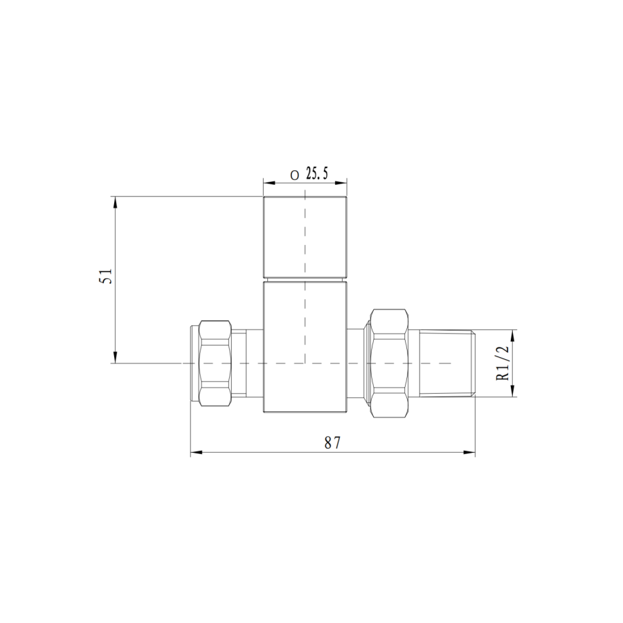 Elego Matte Black Modern Manual Straight Radiator Valves (pair)