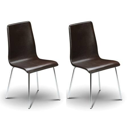 Julian Bowen Mandy Pair of Dining Chairs in Brown Faux Leather