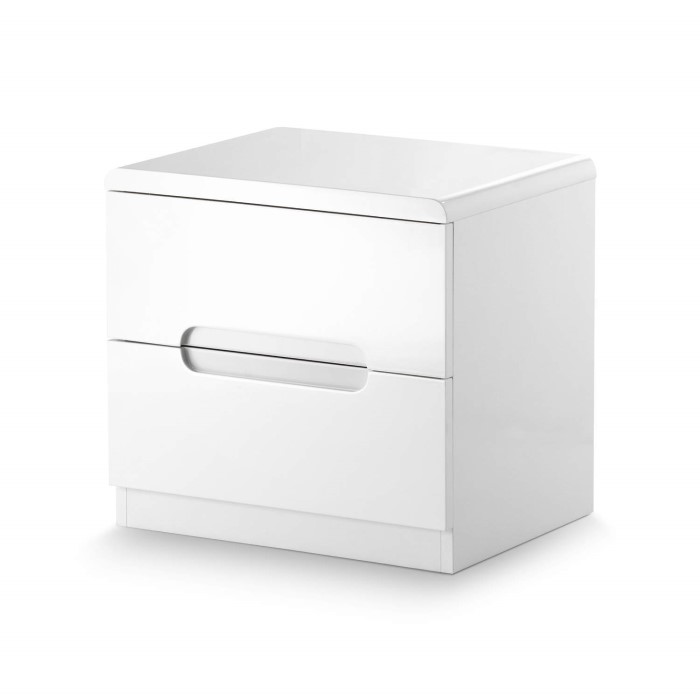 Julian Bowen Manhattan White High Gloss 2 Drawer Bedside