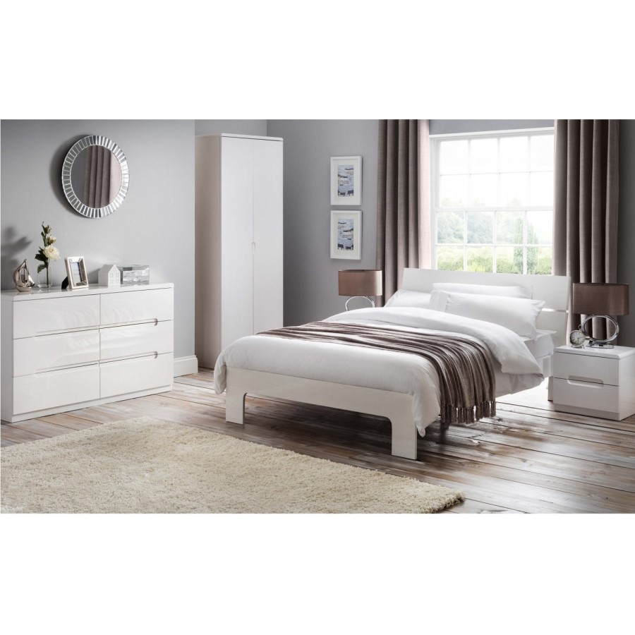 GRADE A2 - Julian Bowen Manhattan White High Gloss Chest of Drawers