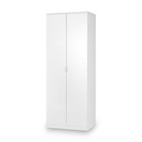 GRADE A2 - Julian Bowen Manhattan White High Gloss 2 Door Wardrobe