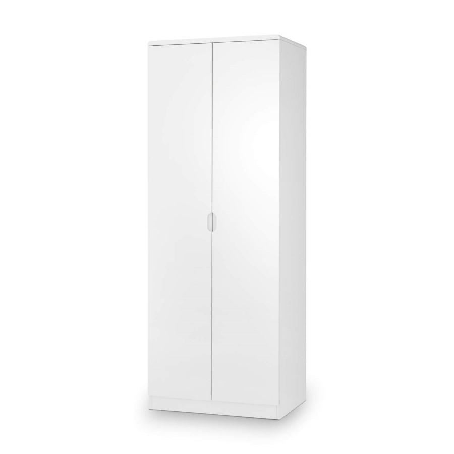 GRADE A2 - Julian Bowen Manhattan White High Gloss 2 Door Wardrobe