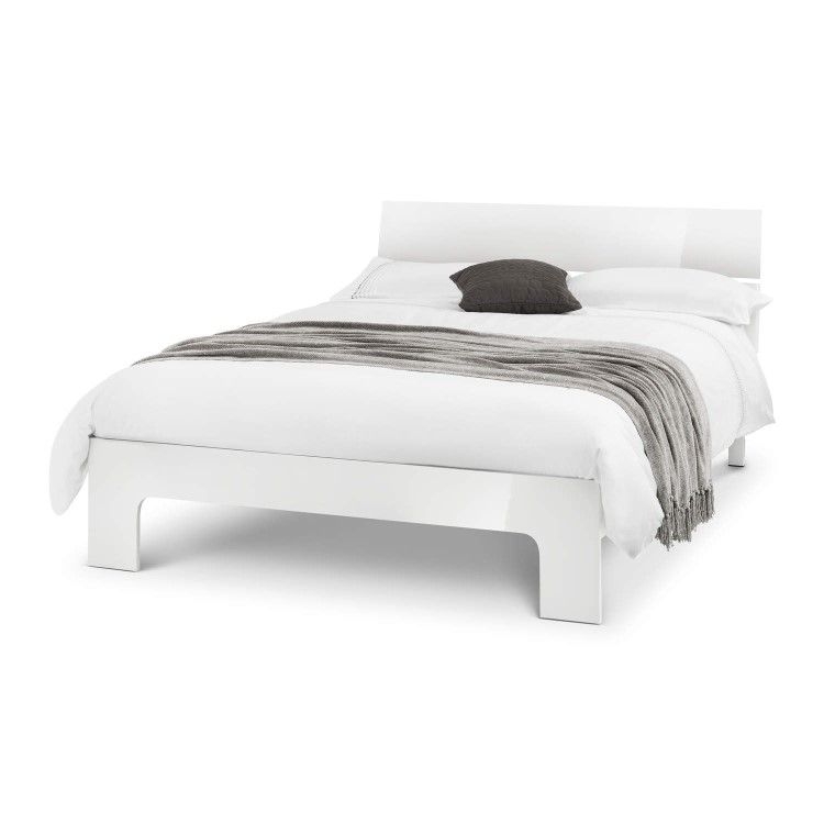 White High Gloss Double Bed Frame - Manhattan - Julian Bowen