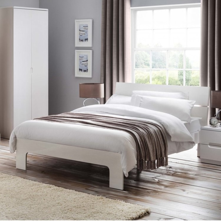 White High Gloss Double Bed Frame - Manhattan - Julian Bowen