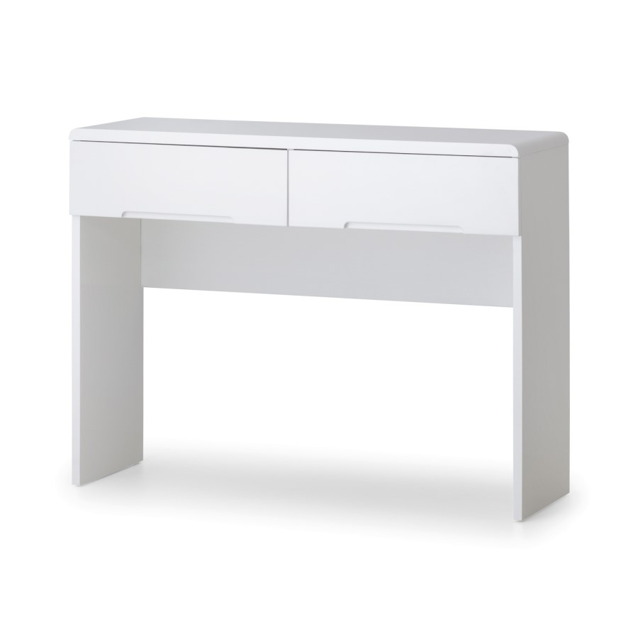 White High Gloss Dressing Table with 2 Drawers -Manhattan - Julian Bowen