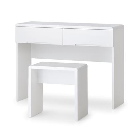 White High Gloss Dressing Table with 2 Drawers -Manhattan - Julian Bowen