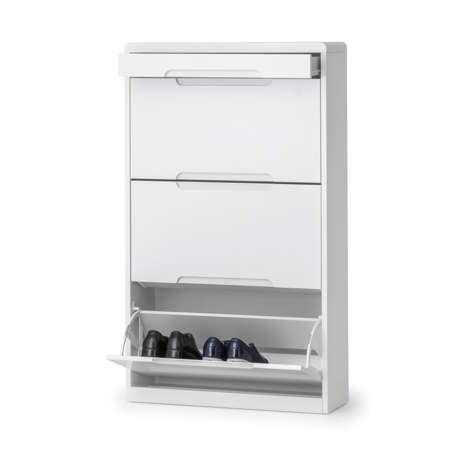 White High Gloss Shoe Storage Cabinet 9 Pairs Julian Bowen Manhattan Furniture123
