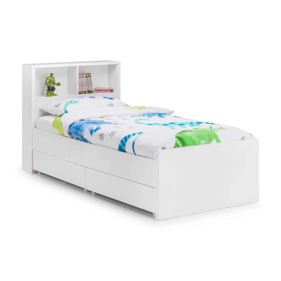 Julian Bowen Manhattan White High Gloss Single Bookcase Bed