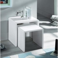 Julian Bowen Manhattan High Gloss White Nest of 2 Tables