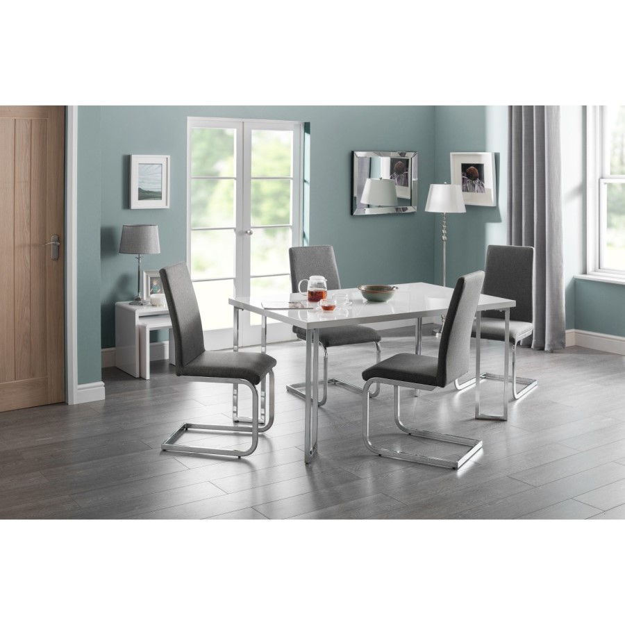 Dining Table in White & 4 Grey Chairs - Manhattan