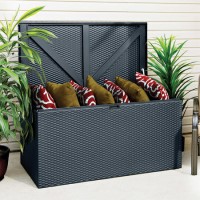 Rowlinson Anthracite Grey Rattan Garden Storage Box