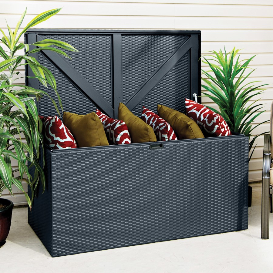 Rowlinson Anthracite Grey Rattan Garden Storage Box