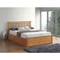 Malmo Double Wooden Ottoman Bed in Oak