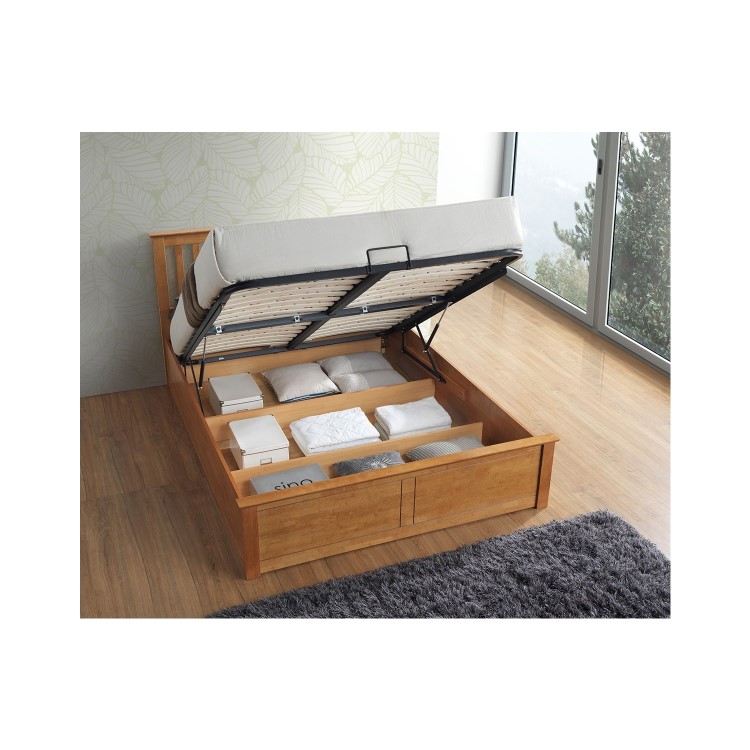 Malmo King Size Wooden Ottoman Bed in Oak