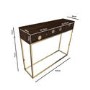 Narrow Console Table in Dark Wood & Gold with Drawers - Mari