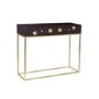 Narrow Console Table in Dark Wood & Gold with Drawers - Mari