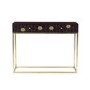 Narrow Console Table in Dark Wood & Gold with Drawers - Mari