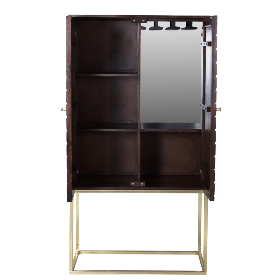 Drinks Cabinet in Gold & Dark Wood - Mari