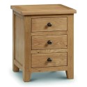 MAR202 Solid Oak 3 Drawer Bedside Table - Marlborough - Julian Bowen 