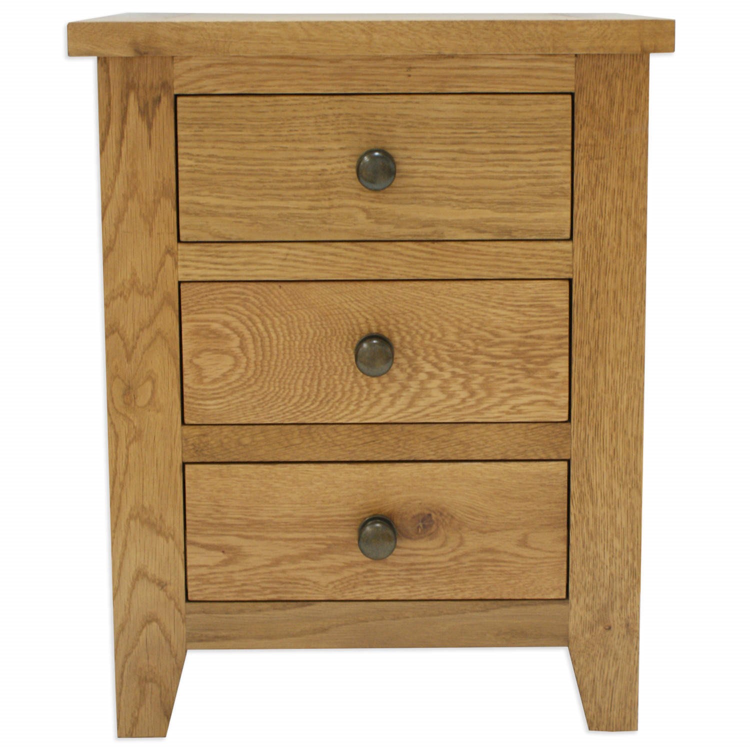 Photo of Solid oak 3 drawer bedside table - marlborough - julian bowen