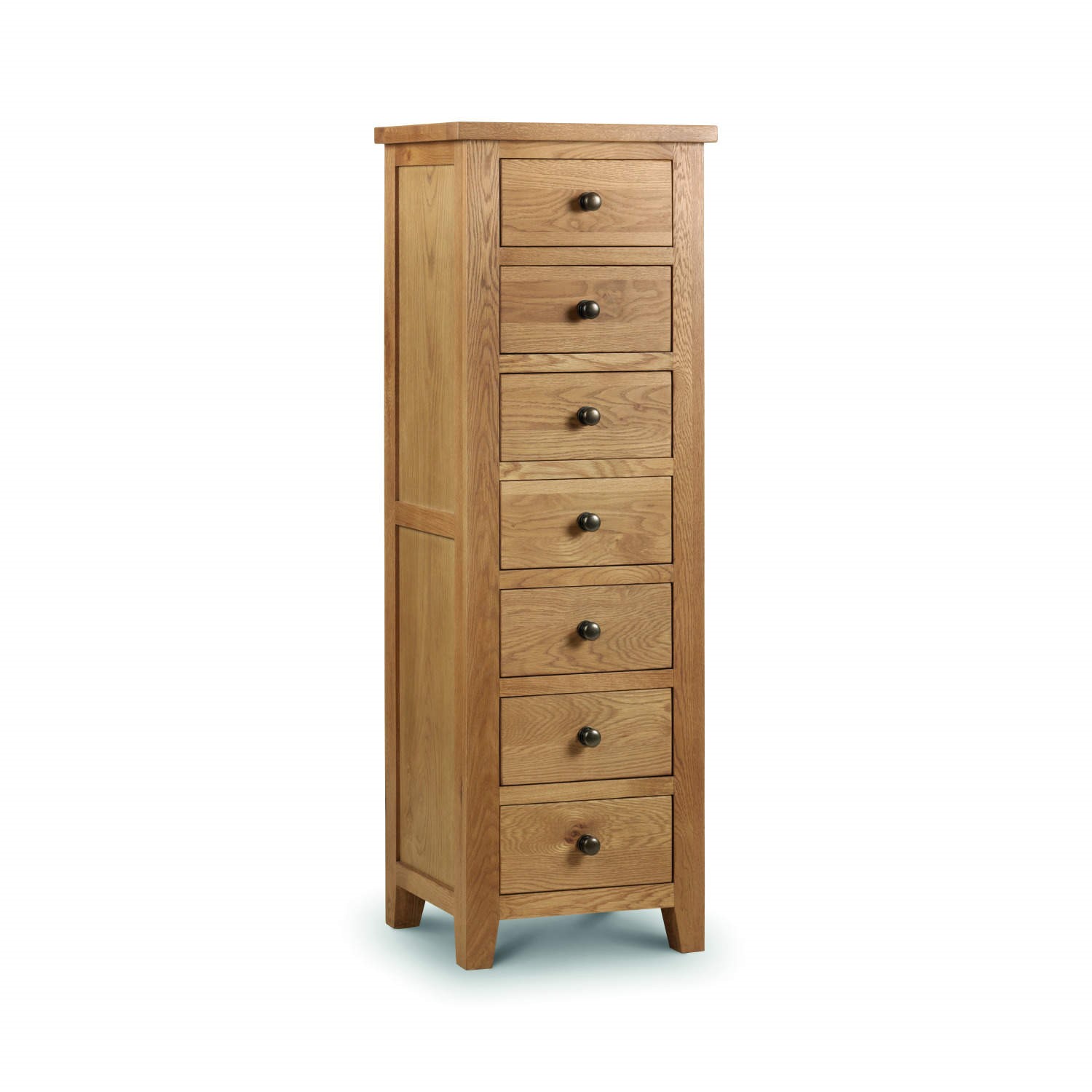 Photo of Tallboy solid oak chest of 7 drawers - marlborough - julian bowen