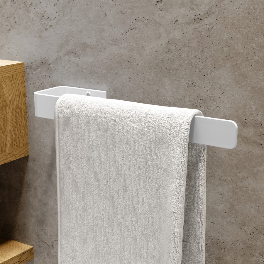 White Single Towel Bar 380mm - Margo