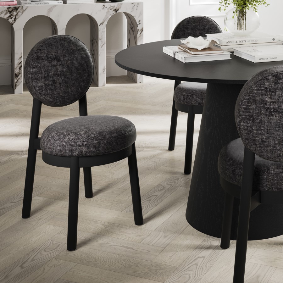 Set of 2 Black Upholstered Dining Chairs - Maru
