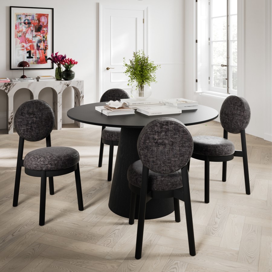 Set of 2 Black Upholstered Dining Chairs - Maru