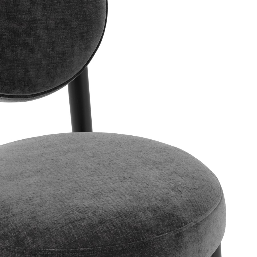 Set of 2 Black Upholstered Dining Chairs - Maru
