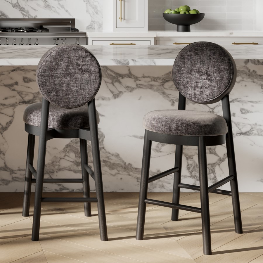 Black Upholstered Kitchen Counter Stool - Maru
