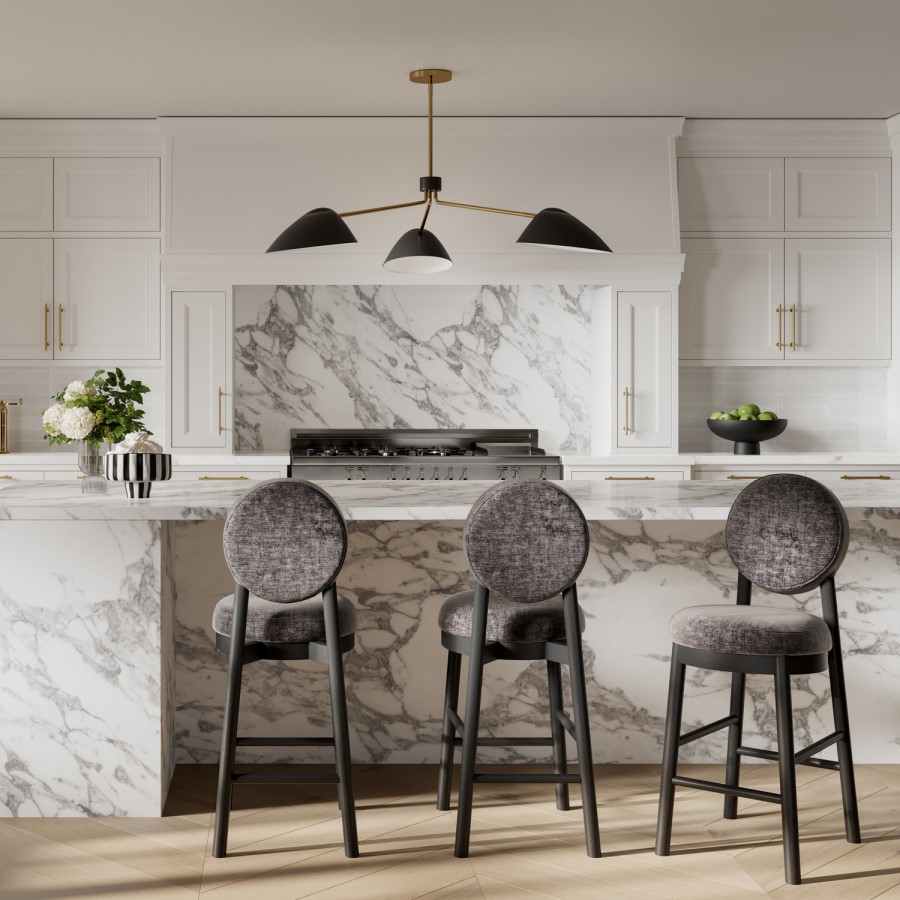 Black Upholstered Kitchen Counter Stool - Maru