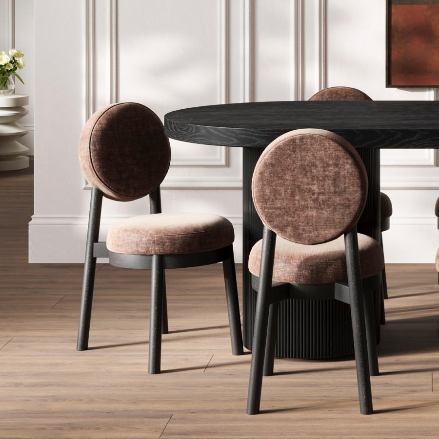Set of 2 Brown Upholstered Dining Chairs - Maru