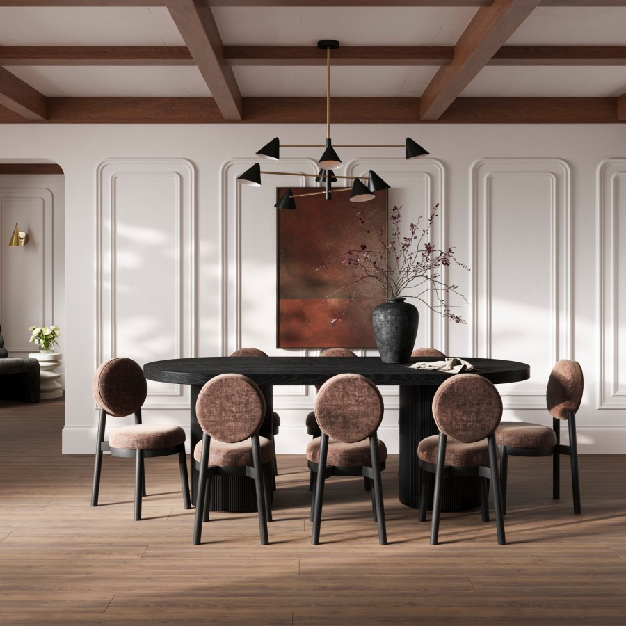 Set of 2 Brown Upholstered Dining Chairs - Maru