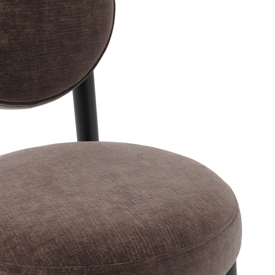 Set of 2 Brown Upholstered Dining Chairs - Maru