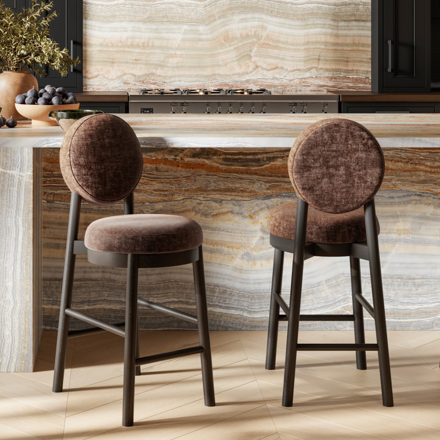 Brown Upholstered Kitchen Counter Stool - Maru