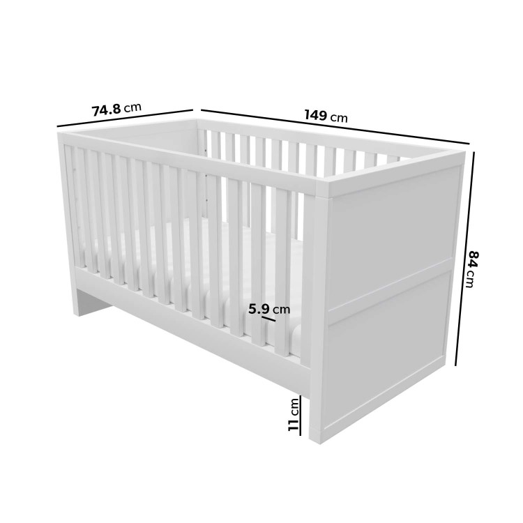 White Pine Wood Convertible 2-in-1 Cot Bed - Mason