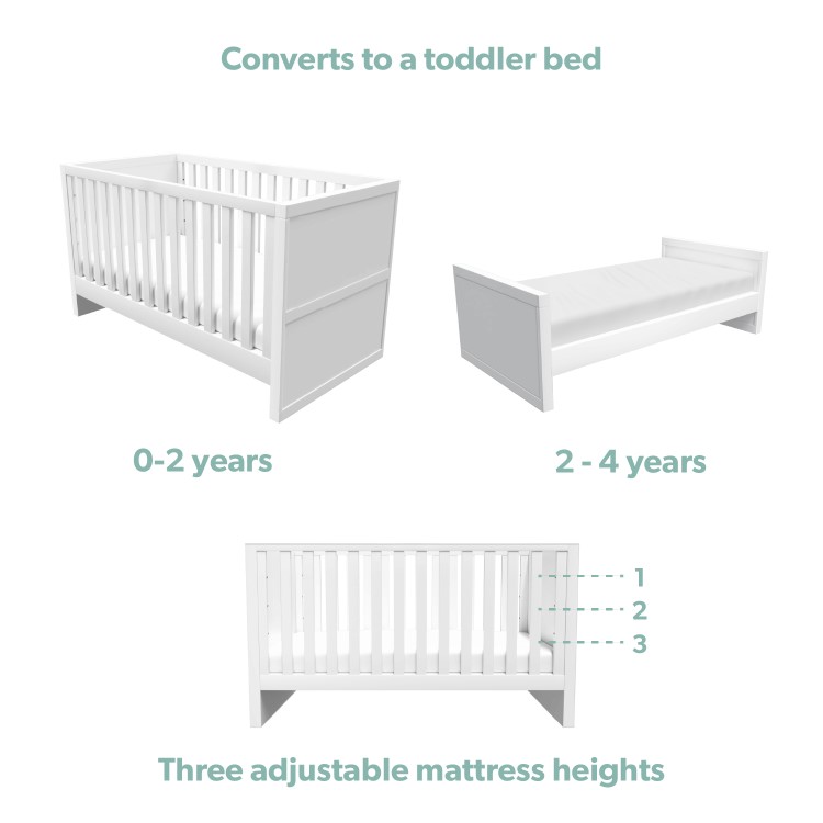 White Pine Wood Convertible 2-in-1 Cot Bed - Mason